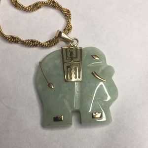 10KT Gold and Jade Elephant 🐘 Necklace